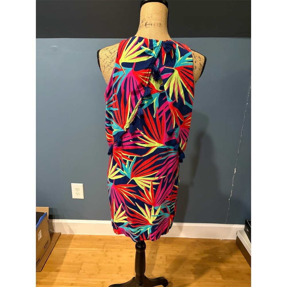 Escapada Living Sun Dress Womens M Tropical Palm Leaf Sleeveless Tassel - Picture 5 of 9